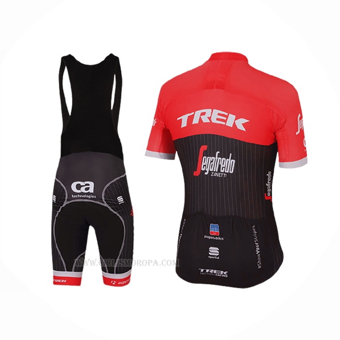 2017 Ropa Ciclismo Trek Segafredo Negro Rojo Mangas Corta y Culotte Corto